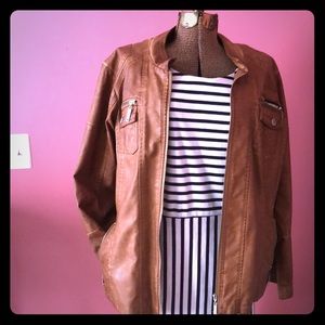 JouJou Genuine Brown Leather Jacket